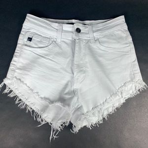 KanCan Distressed White Shorts